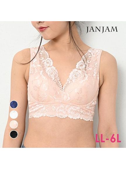 脇高で胸の横流れを防止するノンワイヤーブラジャー　大きいサイズ 下着（ノンワイヤーブラジャー）JANJAM（ジャンジャン　コレクション (Lー8L)）  01