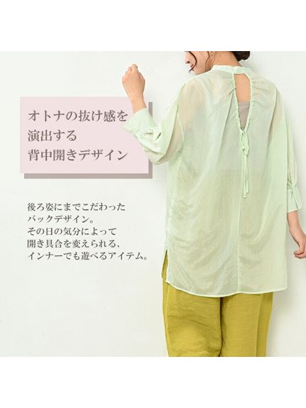 程よく透け感のある軽い素材がオトナ女子のコーデを彩るシアーシャツ　大きいサイズ レディース（シャツ・ブラウス）JANJAM（ジャンジャン　コレクション (Lー8L)）  04