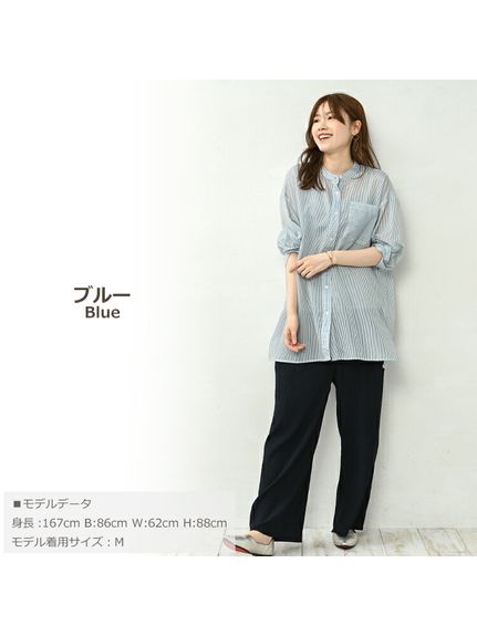 程よく透け感のある軽い素材がオトナ女子のコーデを彩るシアーシャツ　大きいサイズ レディース（シャツ・ブラウス）JANJAM（ジャンジャン　コレクション (Lー8L)）  10