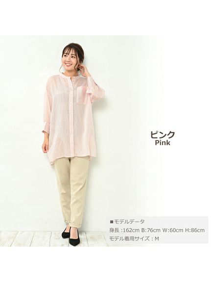 程よく透け感のある軽い素材がオトナ女子のコーデを彩るシアーシャツ　大きいサイズ レディース（シャツ・ブラウス）JANJAM（ジャンジャン　コレクション (Lー8L)）  12