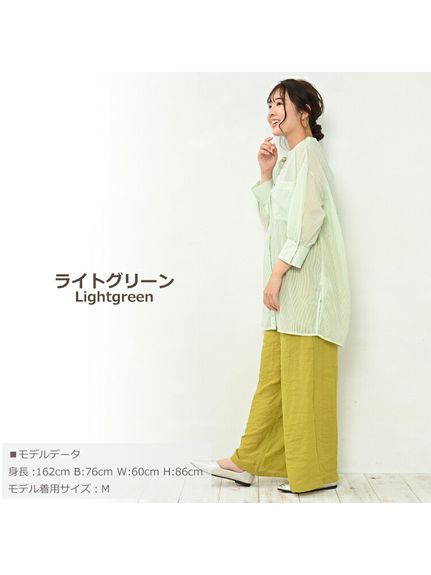 程よく透け感のある軽い素材がオトナ女子のコーデを彩るシアーシャツ　大きいサイズ レディース（シャツ・ブラウス）JANJAM（ジャンジャン　コレクション (Lー8L)）  02