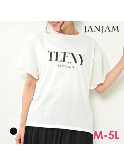 愛らしさ漂うフレアスリーブロゴTシャツ　大きいサイズ レディース（Tシャツ）JANJAM（ジャンジャン　コレクション (Lー8L)）  02