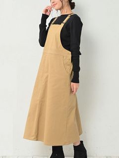 オトナ可愛い旬顔コーデが完成するAラインジャンパースカート　大きいサイズ レディース