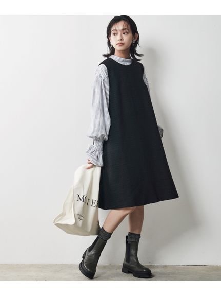 大きいサイズ ビッグリボン付き袖フリルストライプブラウス（シックスタイル）（シャツ・ブラウス）CHIC STYLE（シックスタイル）  50