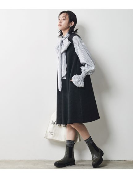 大きいサイズ ビッグリボン付き袖フリルストライプブラウス（シックスタイル）（シャツ・ブラウス）CHIC STYLE（シックスタイル）  51