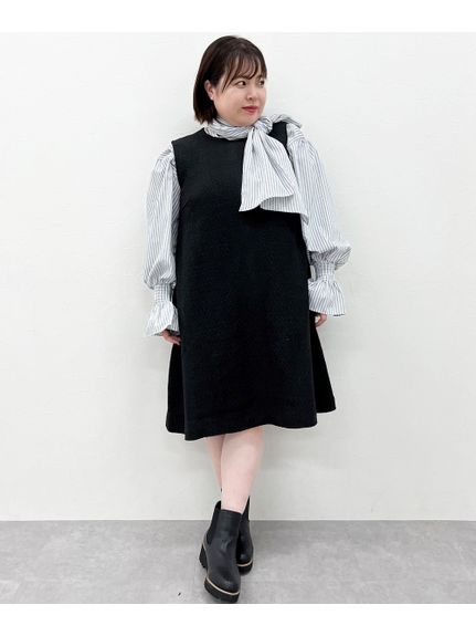 大きいサイズ ビッグリボン付き袖フリルストライプブラウス（シックスタイル）（シャツ・ブラウス）CHIC STYLE（シックスタイル）  59