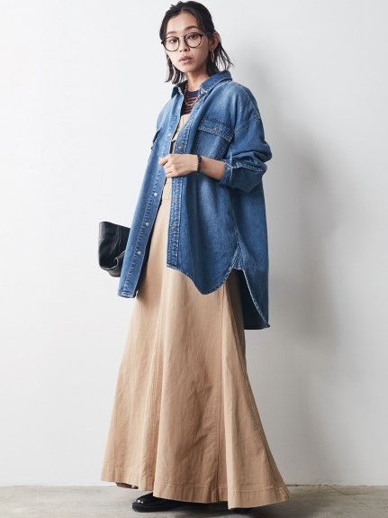 Alinoma】大きいサイズ 綿100％フレアマキシジャンパースカート
