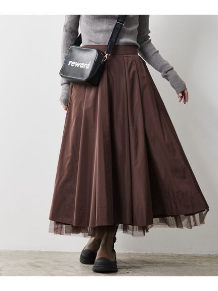 C・オジャール　大きいサイズ　ロング丈ニットスカート　モスグリーン　サイズ13号婦人服