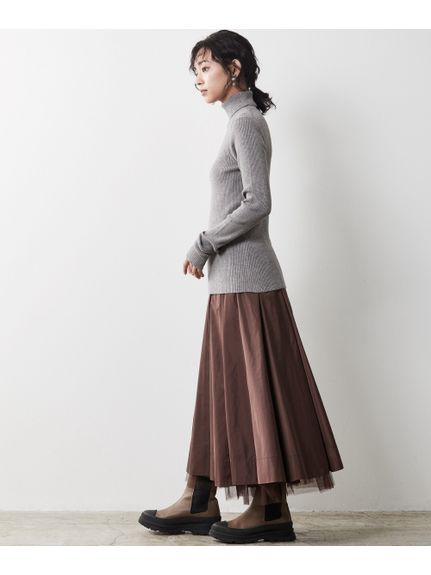 大きいサイズ 裾チュールタックギャザーロングスカート（シックスタイル）（ロング丈・マキシ丈スカート）CHIC STYLE（シックスタイル）  09
