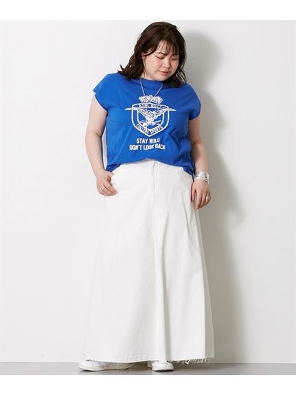 大きいサイズ 綿100％フレンチスリーブロゴプリントＴシャツ（シックスタイル）（Tシャツ）CHIC STYLE（シックスタイル）  38