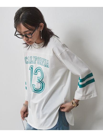 大きいサイズ 7分袖フットボールTシャツ （シックスタイル）（Tシャツ）CHIC STYLE（シックスタイル）  06