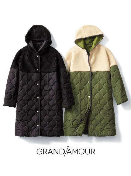 大きいサイズ　ゆるシルエットボア切替中綿コート（グランダムール）（その他コート）GRAND'AMOUR（グランダムール）  11