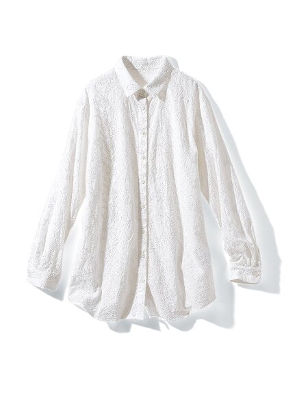 大きいサイズ 綿１00％刺しゅう使いロング丈ゆるシャツ（グランダムール）（チュニック）GRAND'AMOUR（グランダムール）  09