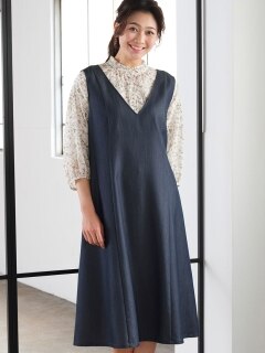 【22夏新作】キレイメデニムジャンパードレス/ 大きいサイズ ミゼール