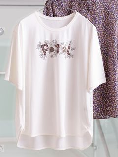 Petal刺繍 ラウンドヘムTシャツ