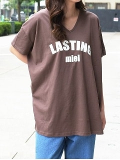 【LL-3L】シンプルロゴがクールなBIGシルエットTシャツ　大きいサイズ レディース