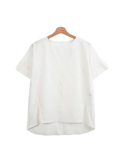 異素材切り替えTシャツ　大きいサイズ レディース（Tシャツ）Felt Maglietta（フェルトマリエッタ(L-5L)）  01