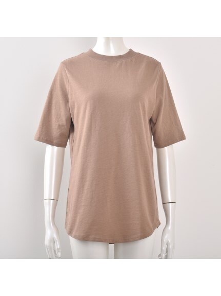 プチモックネックコットンTシャツ　大きいサイズ レディース（Tシャツ）Felt Maglietta（フェルトマリエッタ(L-5L)）  03