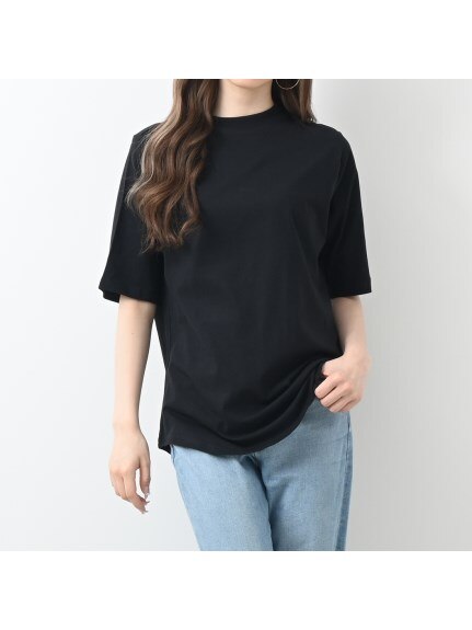 プチモックネックコットンTシャツ　大きいサイズ レディース（Tシャツ）Felt Maglietta（フェルトマリエッタ(L-5L)）  02