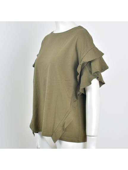 綿100％ 袖ダブルフリルTシャツ　大きいサイズ レディース（Tシャツ）Felt Maglietta（フェルトマリエッタ(L-5L)）  02