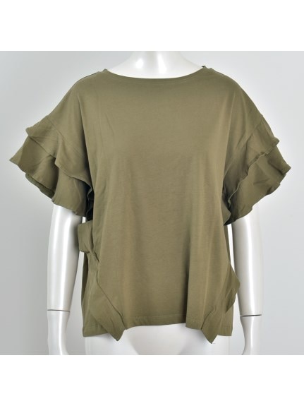 綿100％ 袖ダブルフリルTシャツ　大きいサイズ レディース（Tシャツ）Felt Maglietta（フェルトマリエッタ(L-5L)）  03