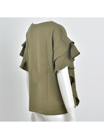 綿100％ 袖ダブルフリルTシャツ　大きいサイズ レディース（Tシャツ）Felt Maglietta（フェルトマリエッタ(L-5L)）  04