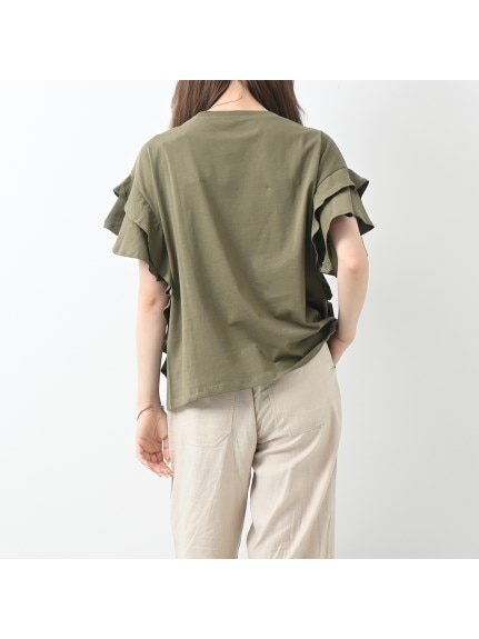綿100％ 袖ダブルフリルTシャツ　大きいサイズ レディース（Tシャツ）Felt Maglietta（フェルトマリエッタ(L-5L)）  15