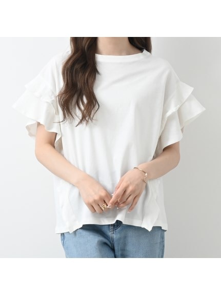 綿100％ 袖ダブルフリルTシャツ　大きいサイズ レディース（Tシャツ）Felt Maglietta（フェルトマリエッタ(L-5L)）  21