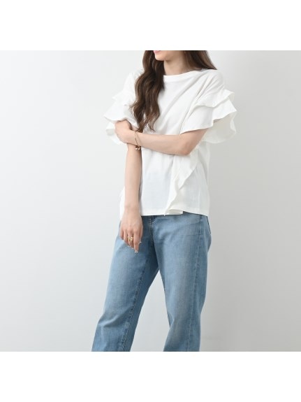 綿100％ 袖ダブルフリルTシャツ　大きいサイズ レディース（Tシャツ）Felt Maglietta（フェルトマリエッタ(L-5L)）  22