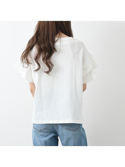綿100％ 袖ダブルフリルTシャツ　大きいサイズ レディース（Tシャツ）Felt Maglietta（フェルトマリエッタ(L-5L)）  24