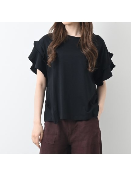 綿100％ 袖ダブルフリルTシャツ　大きいサイズ レディース（Tシャツ）Felt Maglietta（フェルトマリエッタ(L-5L)）  02
