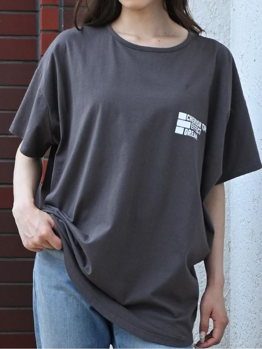 【Alinoma】フロントバックロゴプリント オーバーサイズTシャツ