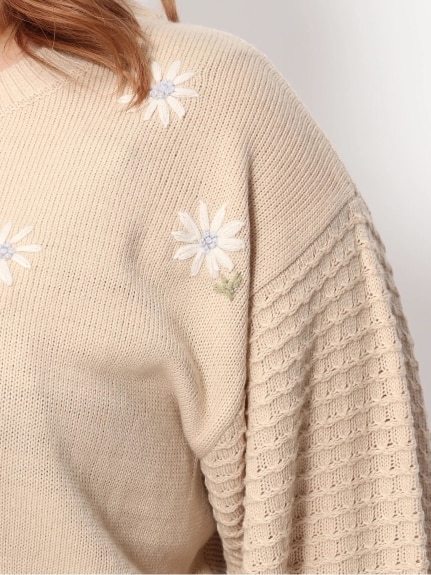 ボリューム袖フラワー刺繍ニット（ニット・セーター）Re-J&supure（リジェイアンドスプル）  07
