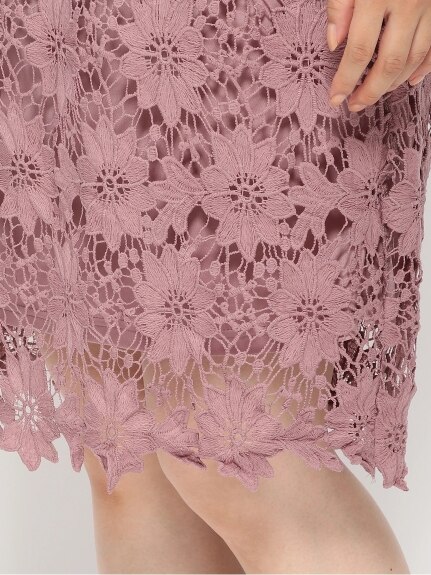 【WEB限定】花レースナロータイトスカート（ひざ丈スカート）Re-J&supure（リジェイアンドスプル）  05