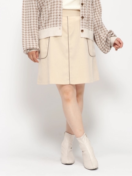 【WEB限定】起毛ツイルパイピングスカート（ひざ丈スカート）Re-J&supure（リジェイアンドスプル）  01