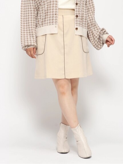 【WEB限定】起毛ツイルパイピングスカート（ひざ丈スカート）Re-J&supure（リジェイアンドスプル）  02