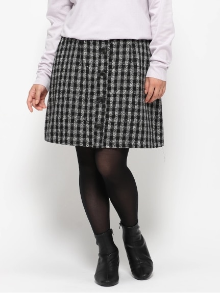 【WEB限定】ツィードチェック台形スカート（ひざ丈スカート）Re-J&supure（リジェイアンドスプル）  01
