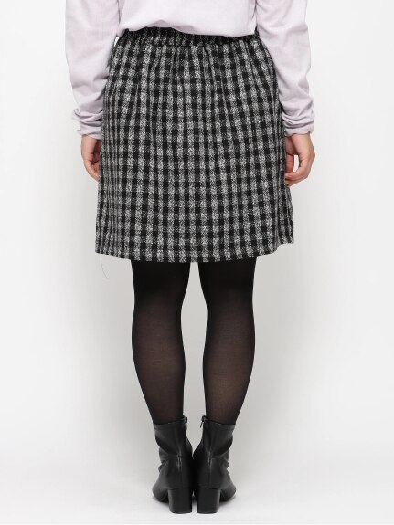 【WEB限定】ツィードチェック台形スカート（ひざ丈スカート）Re-J&supure（リジェイアンドスプル）  03