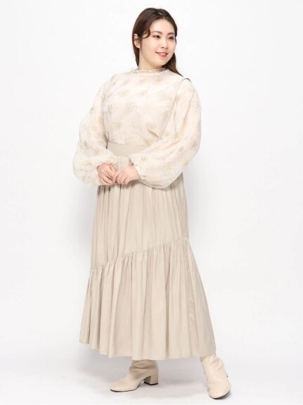 【WEB限定】シルク調サテンサス付スカート（ジャンパースカート）Re-J&supure（リジェイアンドスプル）  01