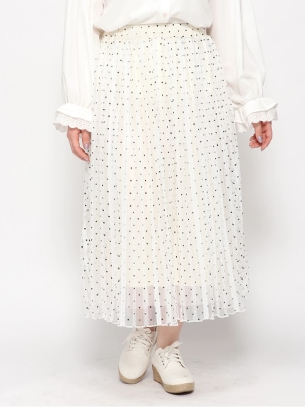 チュール刺繍ドットスカート（ロング丈・マキシ丈スカート）Re-J&supure（リジェイアンドスプル）  01