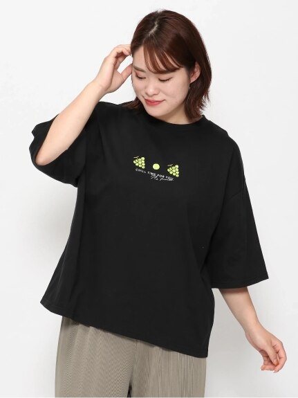 モノトーンフルーツ刺繍Tシャツ（Tシャツ）Re-J&supure（リジェイアンドスプル）  01