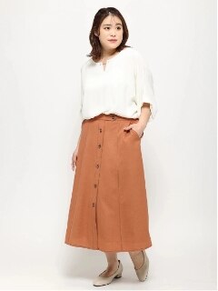 【WEB限定】配色ステッチフロントボタンスカート