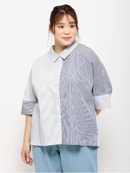 【WEB限定】パターンミックスストライプシャツ（シャツ・ブラウス）Re-J&supure（リジェイアンドスプル）  02