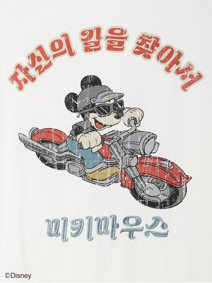 【DISNEY/ディズニー/ミッキーマウス】バイクを楽しむ「ミッキーマウス」デザインロングTシャツ