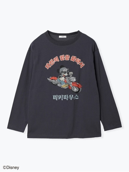 【DISNEY/ディズニー/ミッキーマウス】バイクを楽しむ「ミッキーマウス」デザインロングTシャツ（Tシャツ）Re-J&supure（リジェイアンドスプル）  01