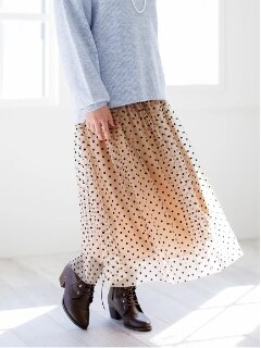 【WEB限定】チュールフロッキードットスカート
