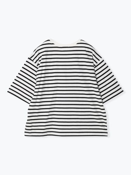 コットンボーダー刺繍Tシャツ（カットソー・プルオーバー）Re-J&supure（リジェイアンドスプル）  02