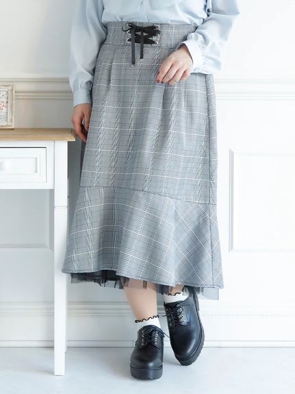 【WEB限定】裾チュール重ねロングスカート（ロング丈・マキシ丈スカート）Re-J&supure（リジェイアンドスプル）  01