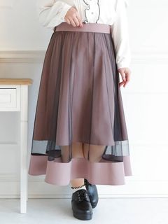 【WEB限定】チュール重ねロングスカート