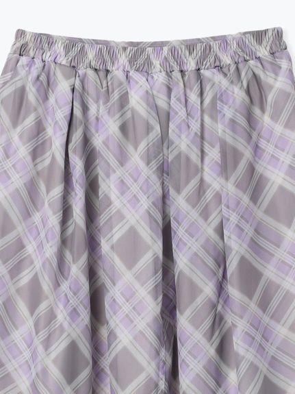 【WEB限定】オーガンジーバイヤスチェックスカート（ひざ丈スカート）Re-J&supure（リジェイアンドスプル）  12